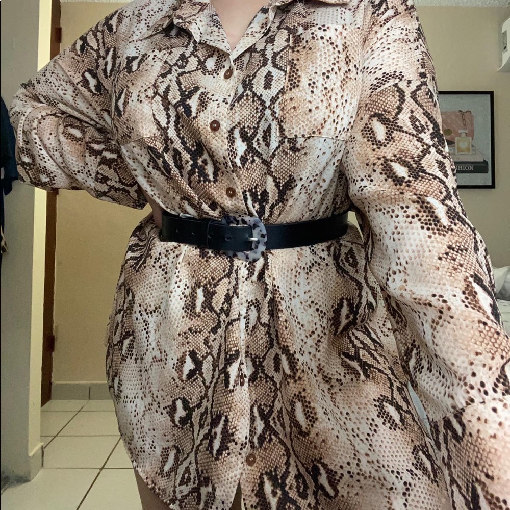 Plus Snake Print Oversized Shirt